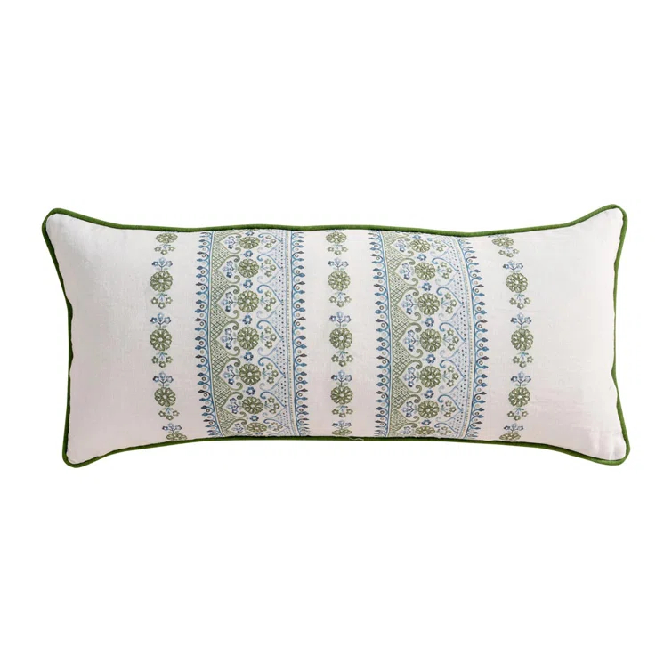 Juliska Seville 11" x 22" Pillow Cover & Insert - Green/White