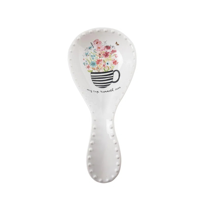 August Grove® Dolomite 8.5 in. Off-White Spring Wrapped in Grace Spoon Rest