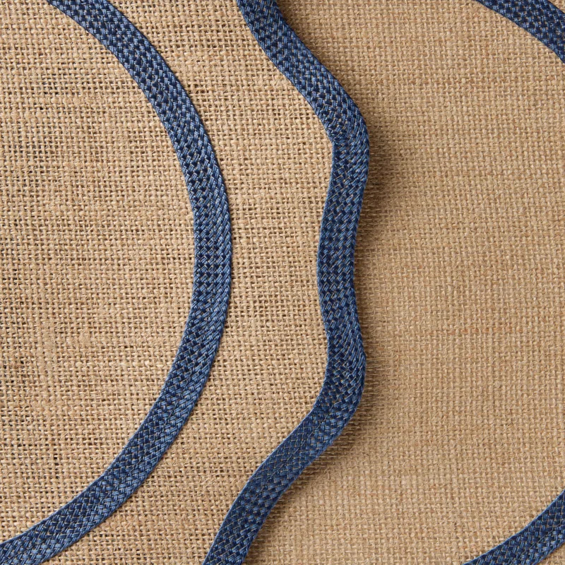 Martha Stewart MARTHA STEWART Hessian Textured Wedge Border Placemats 6-Pack Set 15”x15” Round (Set of 6)