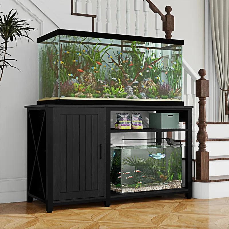 Gracie Oaks Heavy Duty 55-75 Gallon Aquarium Stand With Power Outlets