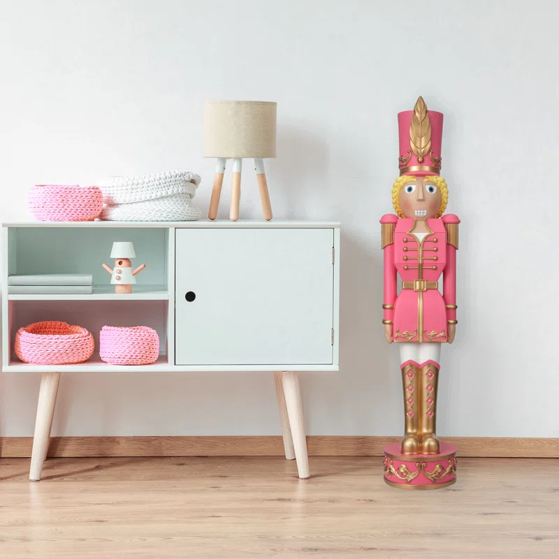 Haute Decor 37" Christmas Female Nutcracker Pink/Gold - Solid Resin Construction