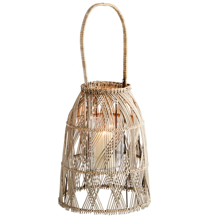 Jude Woven Rattan Lantern With Handle
