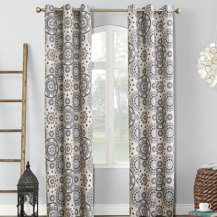 Sun Zero Sun Zero Nepal Global Medallion Print Blackout Grommet Curtain Panel