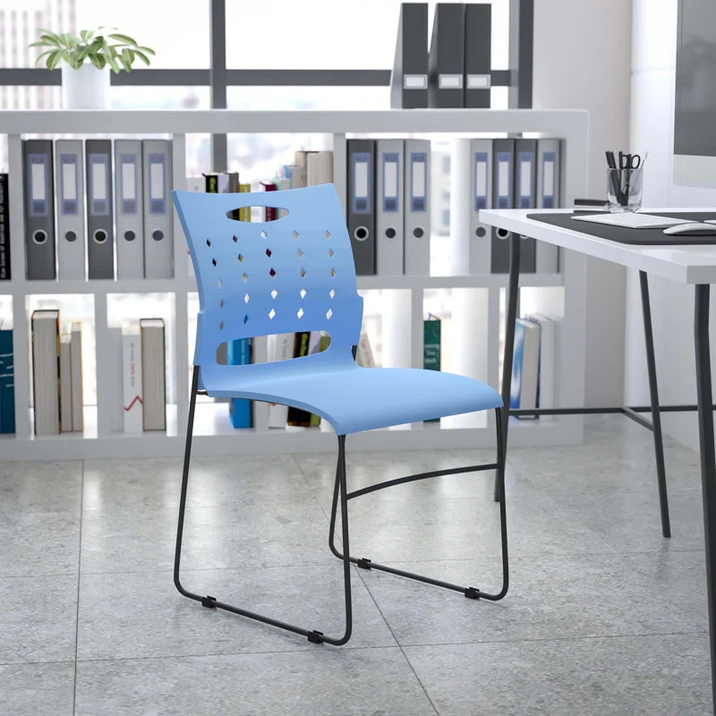Flash Furniture 881 lb. Capacity Sled Base Stack Chair with Carry Handle and Air-Vent Back