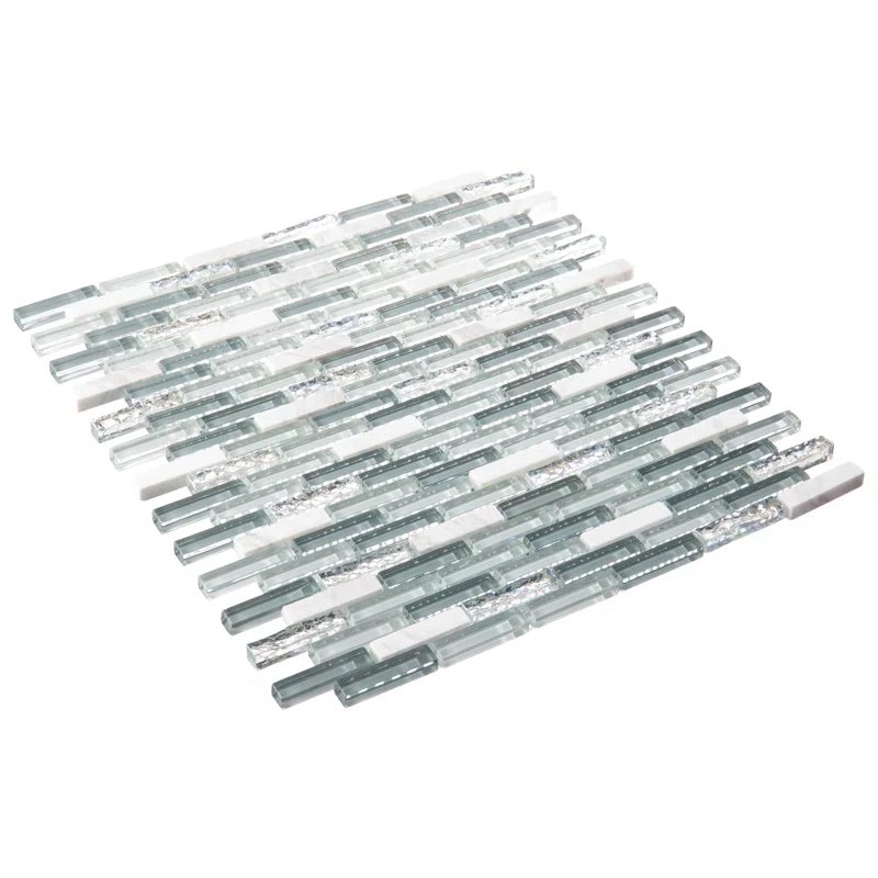 Andova Loic 1" x 2" Glass Brick Joint Mosaic  Kitchen Backsplash, Bathroom, Shower, Pool, Wall and Floor Tile