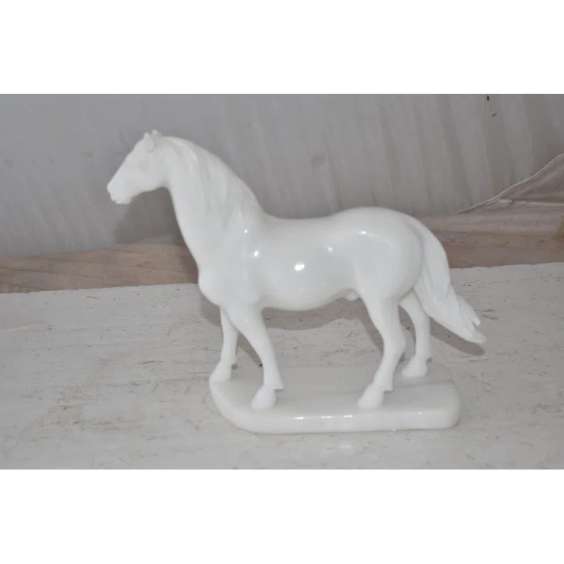 Standing Horse Made of White Marble Size: 11" x 5" x 9"H