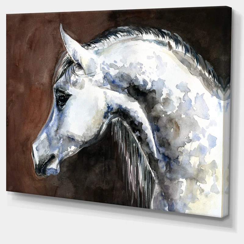 Design Art " Gray Arabian Horse Watercolor "