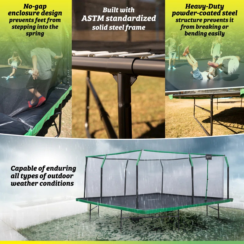 Upper Bounce Machrus Upper Bounce 12 x 12 FT Square Trampoline Set with Premium Top-Ring Enclosure and Safety Pad
