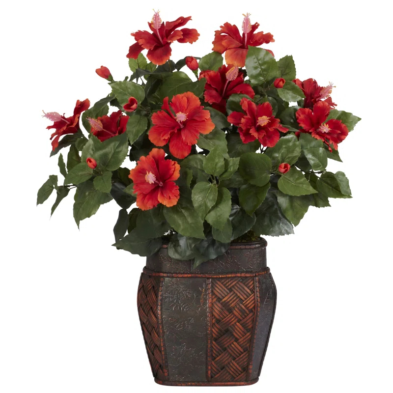 Charlton Home® Hibiscus Centerpiece in Vase & Reviews | Wayfair