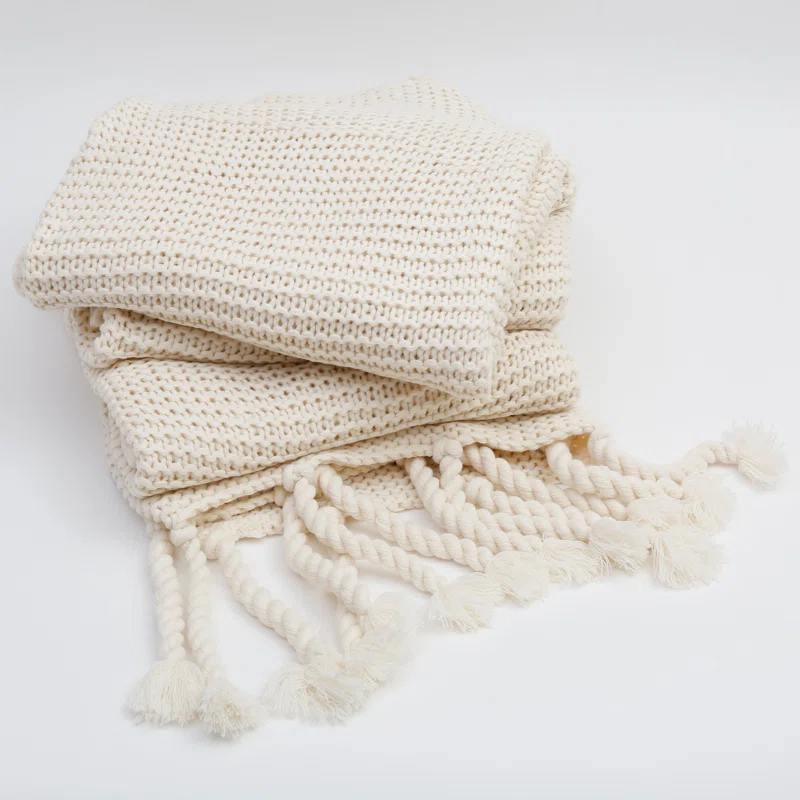 Trestles Chunky Knit Throw by Pom Pom at Home - White