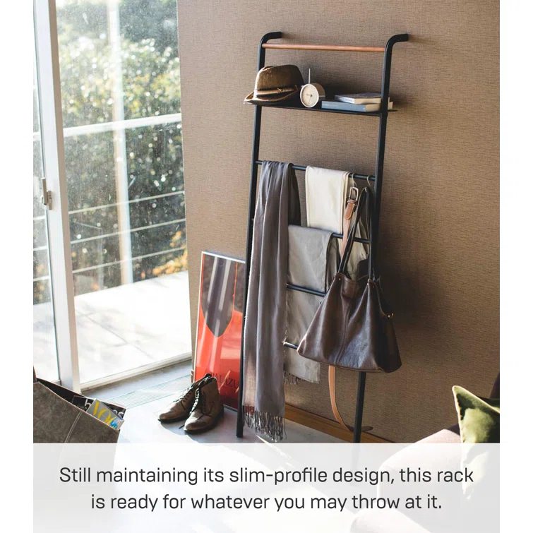 Yamazaki Home Leaning Ladder With Shelf, Space Saving, Steel