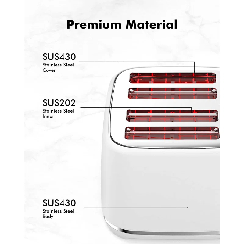 LONGDEEM 4 Slice Toaster, Extra Wide Slots, Longdeem Retro Stainless Steel Toasters, 6 Browning Options, Auto Shut Off & Frozen Function, Toast Fruit Bread, Bagel & Waffle