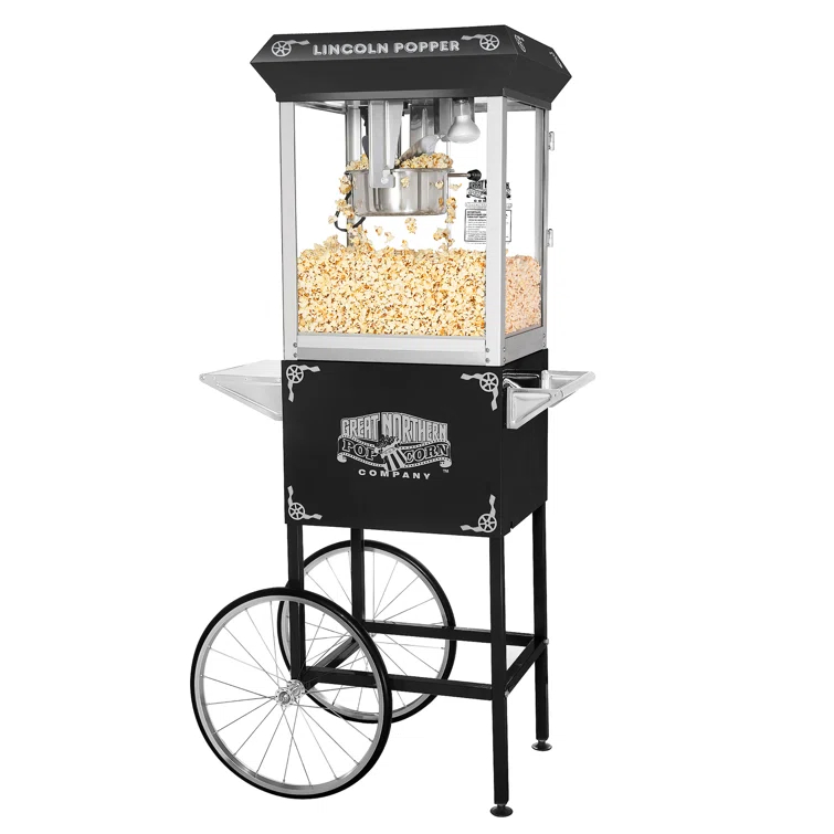 Great Northern Popcorn Lincoln Popcorn Machine with Cart - 8oz Popper with Stainless-Steel Kettle by Great Northern Popcorn