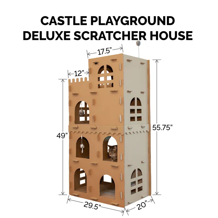 FurHaven Tiger Tough Castle Playground Deluxe Scratcher House