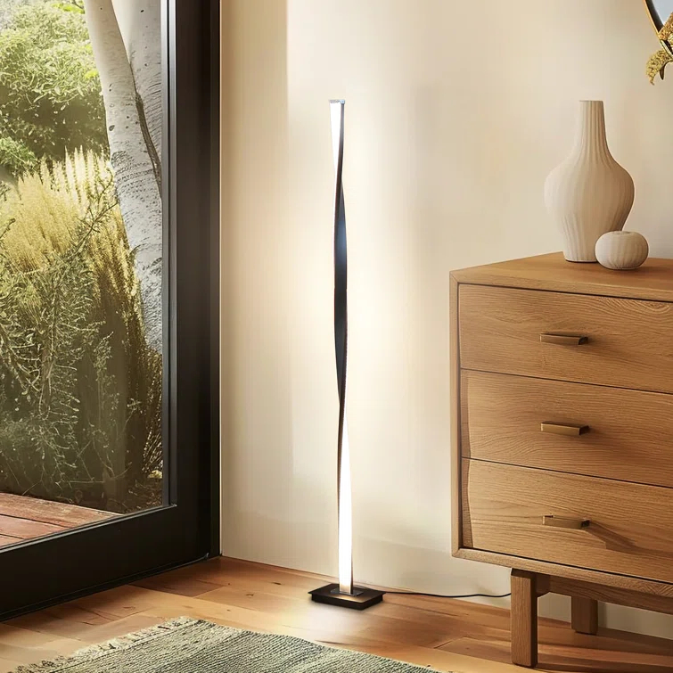 Brightech Helix 48 in. Industrial LED Floor Lamp with Built-In 3-Way Dimmer