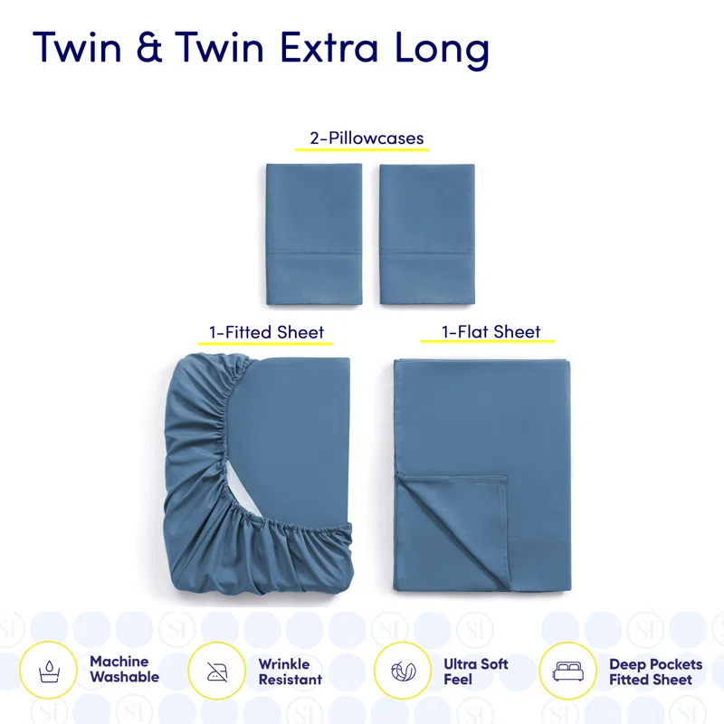 Sweet Home Collection Luxurious Soft Microfiber Sheet Set with Bonus Pillowcases