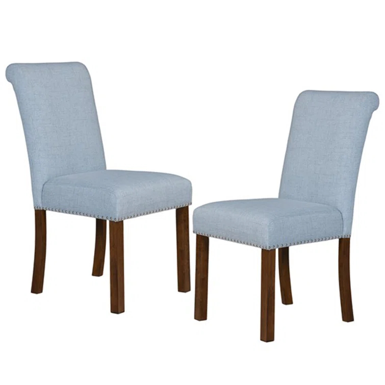510 Design Aubrey Upholstered Dining Chairs with Silver Nailhead Trim - Set of 2 - Natural (Set of 2)