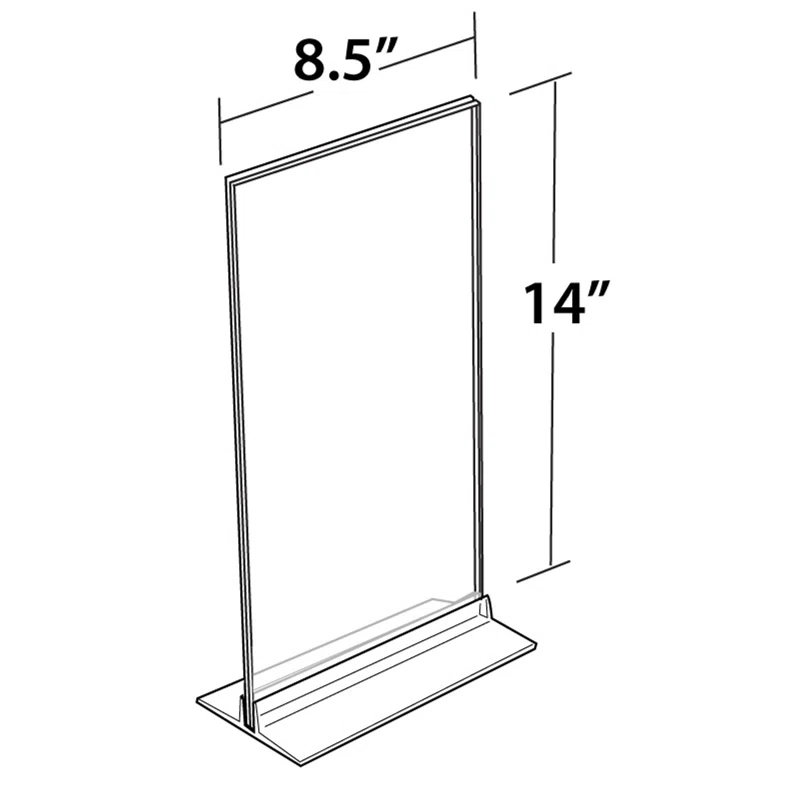 Azar Displays Clear Acrylic Double Sided Sign Holder 8.5" x 14" Vertical/Horizontal with T Strip, 10-Pack (Set of 10)