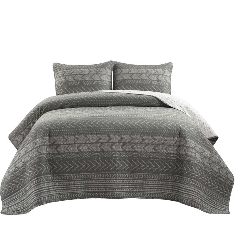 Lush Decor Hygge Geo Reversible Contemporary 3-Piece Quilt Set