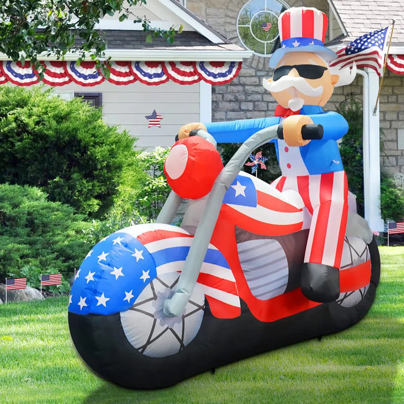 GOOSH Independence Day Inflatable 5.9 FT 4th of July Inflatables Uncle Sam Decor with LED Lights
