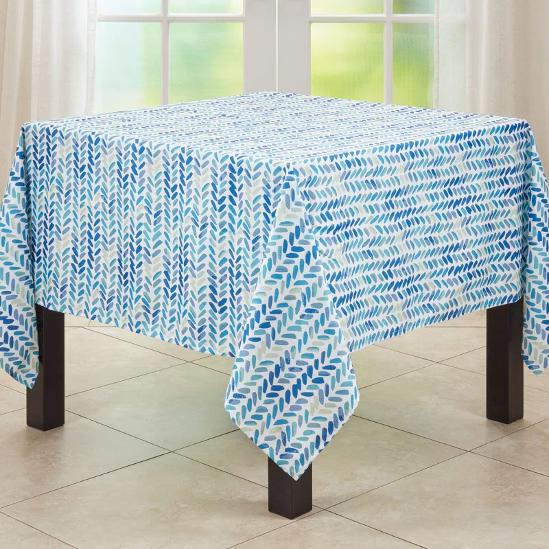 Saro Chevron Tablecloth With Watercolor Design Rectangular
