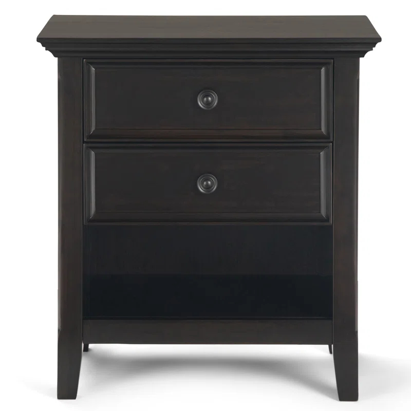 Simpli Home Amherst 24"W 2-Drawer Solid Wood Nightstand with Open Shelf & Reviews | Wayfair