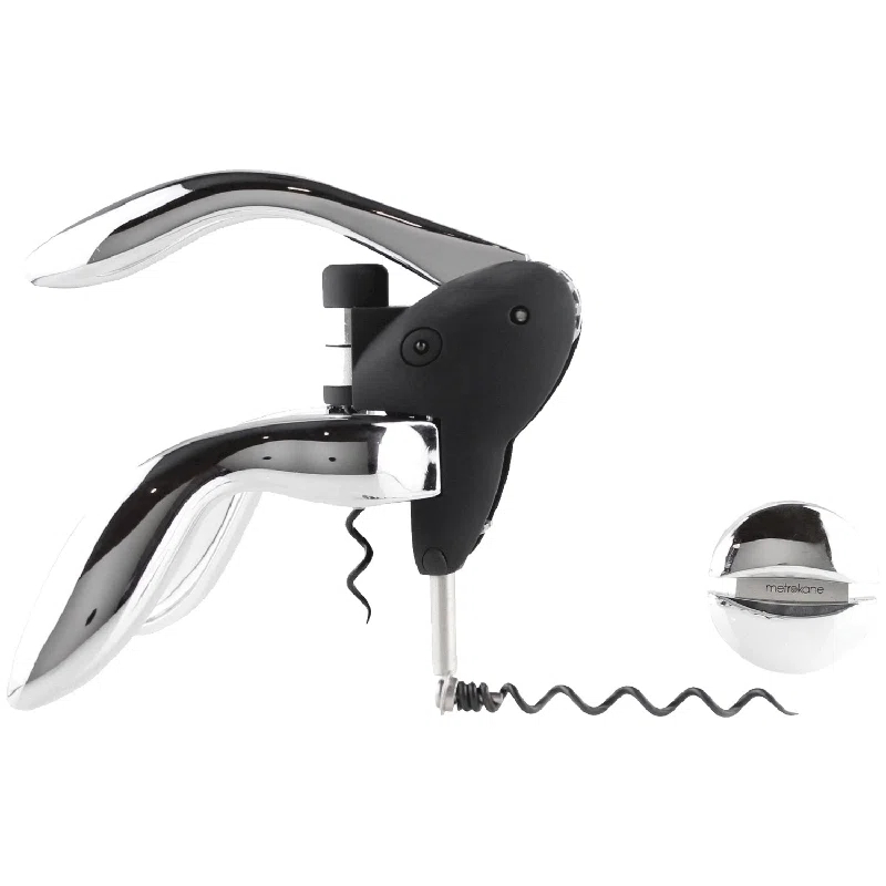 Houdini Houdini Corkscrew Wine Opener, Includes Foil Cutter and Extra Spiral, Black