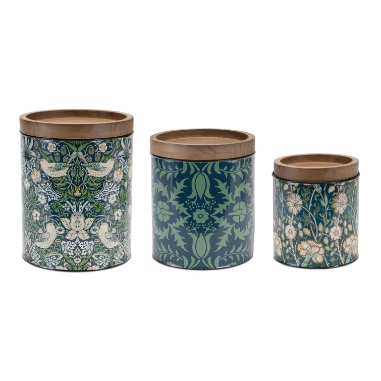 Winston Porter Round William Morris Canister (Set of 3)