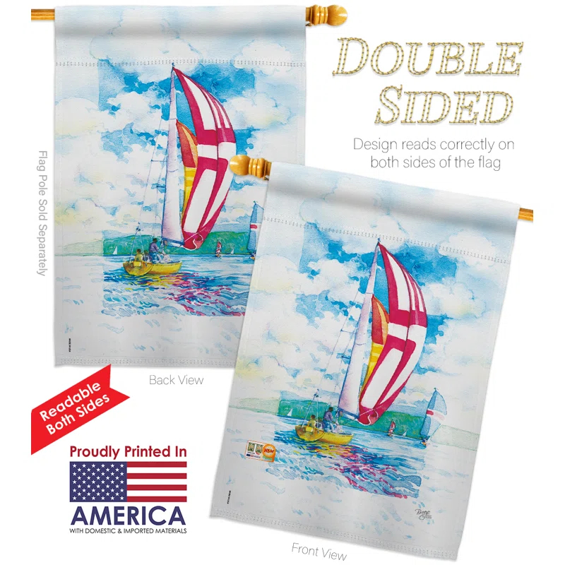 Breeze Decor 09041 Sailboats 2-Sided Vertical Impression House Flag - 28 x 40 in.