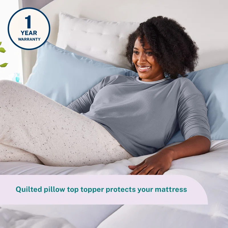 Sleep Innovations Sleep Innovations Cradling Cloud Mattress Pad Topper Cover, Quilted Pillow Top Protector