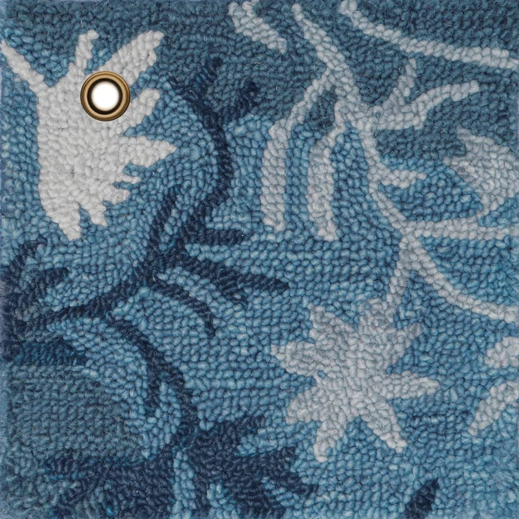 CompanyC Florals Garden Damask Hand-Tufted Wool Floral Blue/White Area Rug