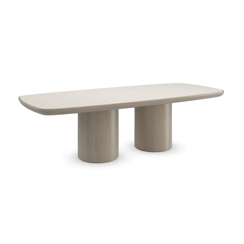 Caracole Modern Santorini Oval Stone Top Solid Wood Base Dining Table