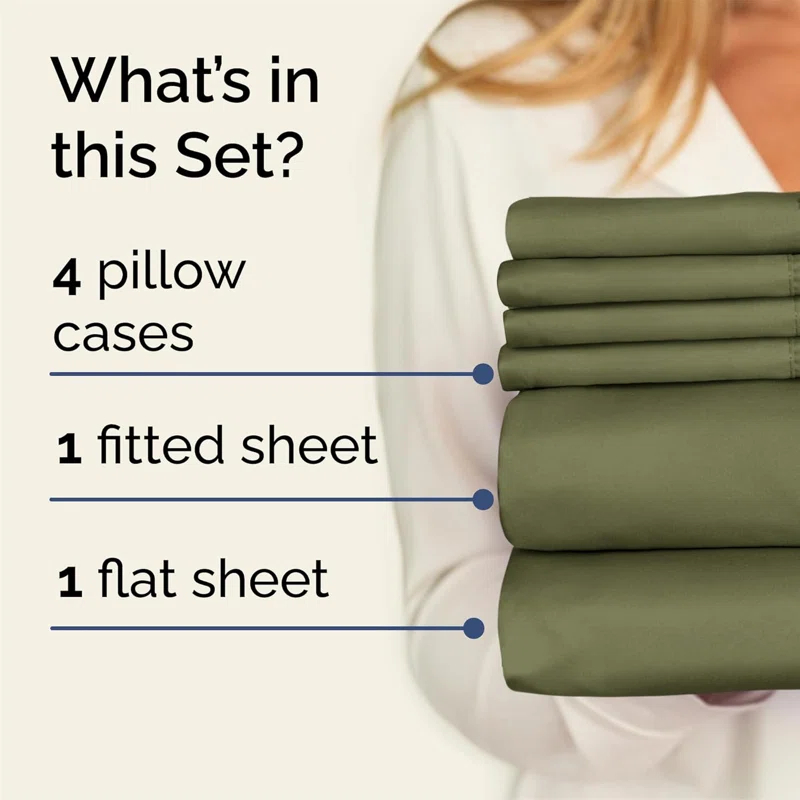 CGK Linens 6 Piece Soft & Cooling Solid Sheet Set - Wrinkle Free Luxury Bed Sheets