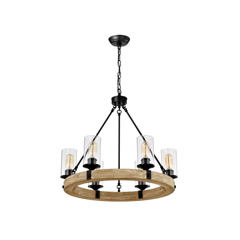 Three Posts™ Dahlia 6 - Light Dimmable Wagon Wheel Chandelier