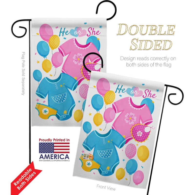 Breeze Decor Double Sided 18.5'' H x 13'' W Polyester New Baby Garden Flag