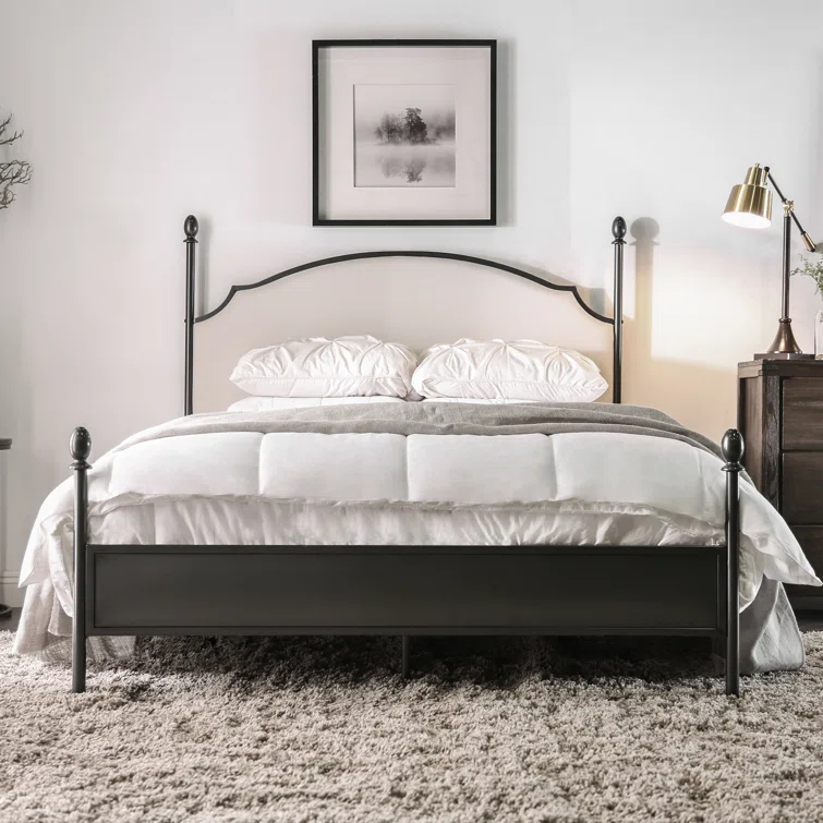 Lark Manor™ Fawnda Upholstered Metal Four Poster Bed