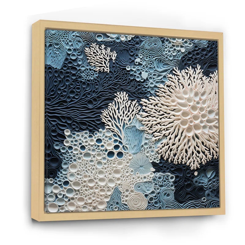 Design Art " Under Water Blue And White Corals Collage "