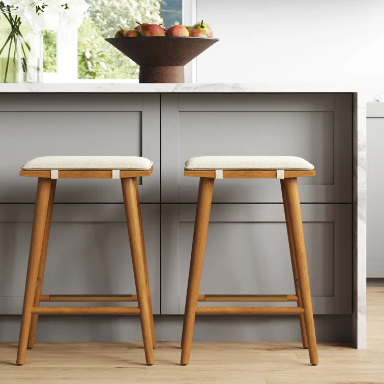 Nathan James Barker Upholstered Counter Stool with Solid Wood Frame