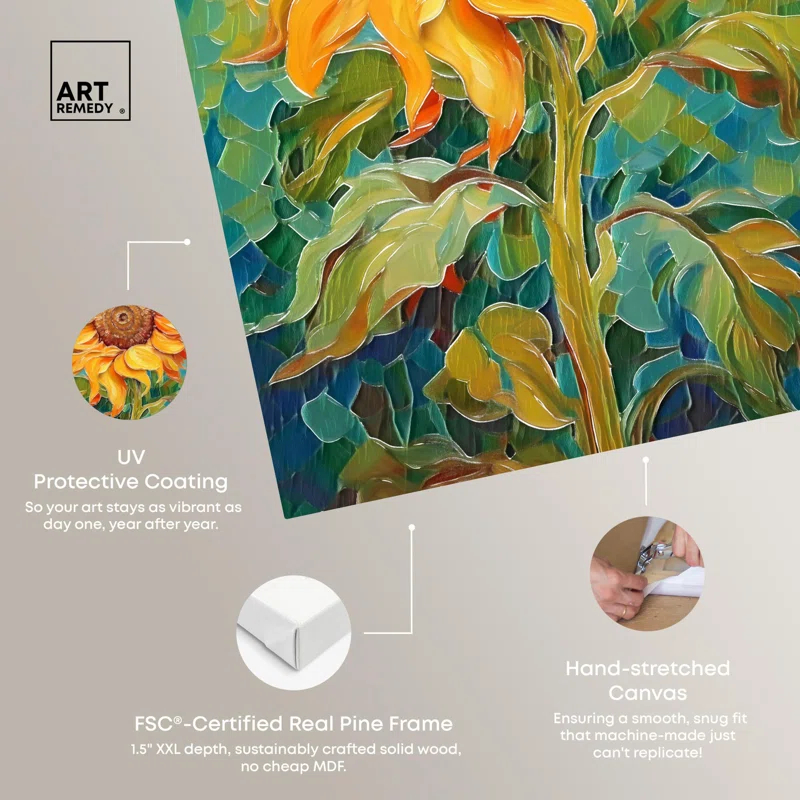 Art Remedy Sunflower Vibrante Canvas Sunflower Art Prints by Art Remedy
