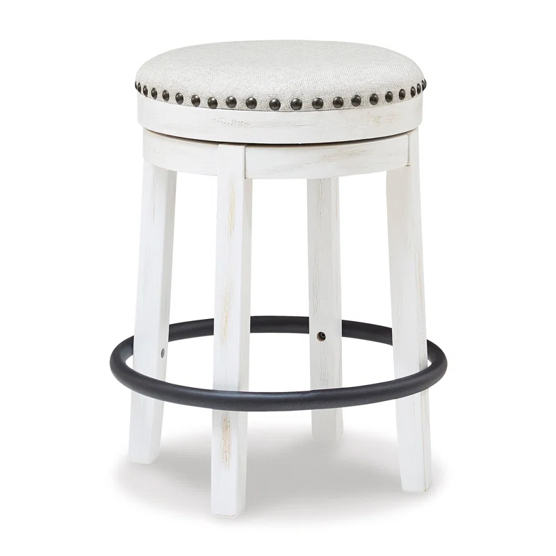 August Grove® Daiah Swivel Upholstered Counter Stool with Solid Wood Frame