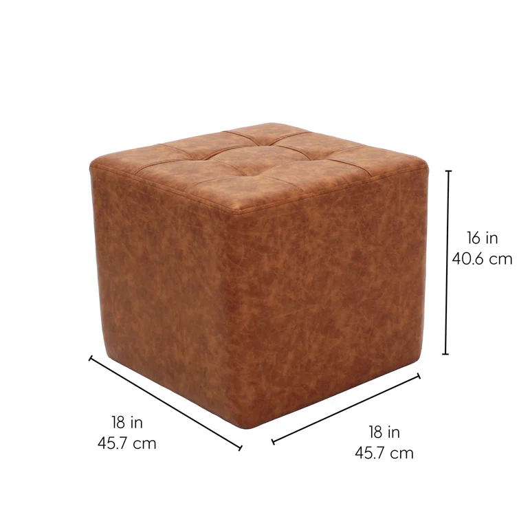 Factory Direct Partners Distressed Tufted Square Ottoman