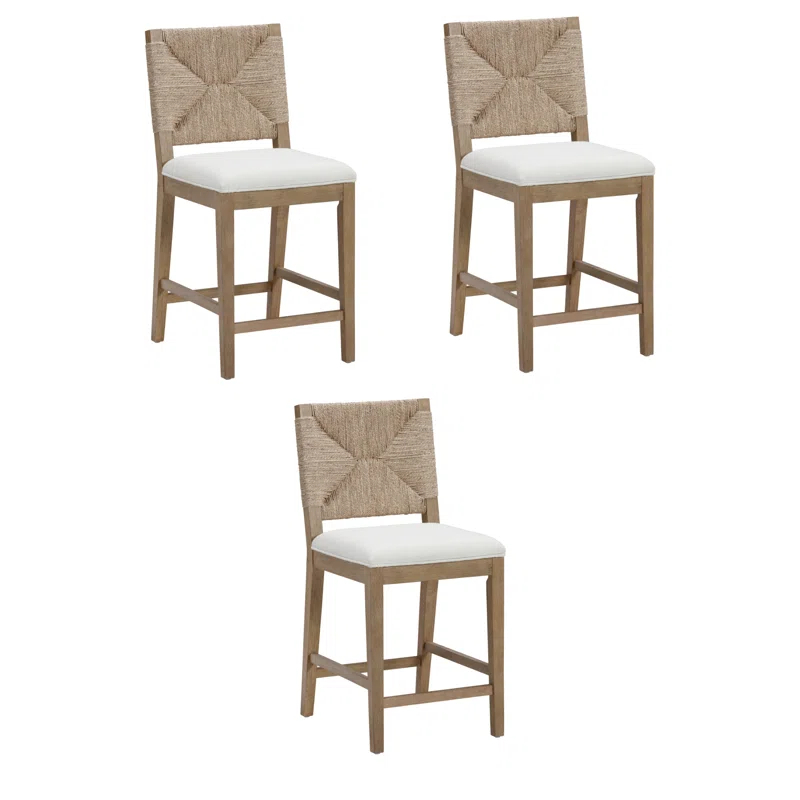 Nathan James Beacon Upholstered Counter Stool with Solid Wood Frame