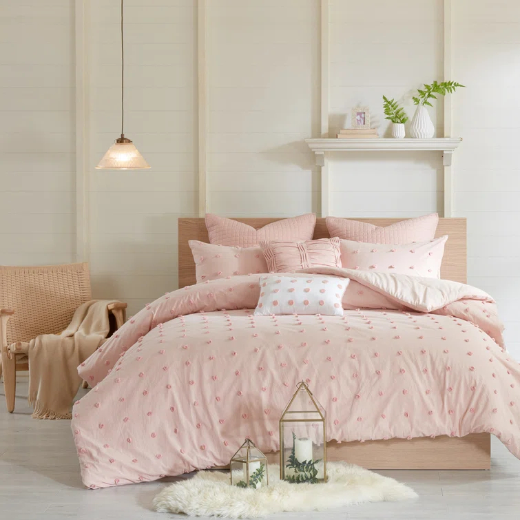 Intelligent Design Brooklyn Cotton Jacquard Comforter Set with Euro Shams and Throw Pillows