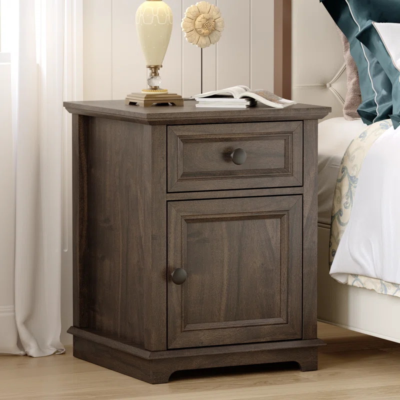 Azella 1-Drawer Frame End Table Set with Storage and Built-In Outlets (Set of 2)