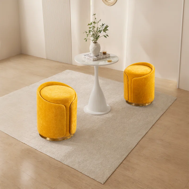 Mercer41 Juriana Metal Accent Stool Swivel Vanity Ottoman & Reviews | Wayfair