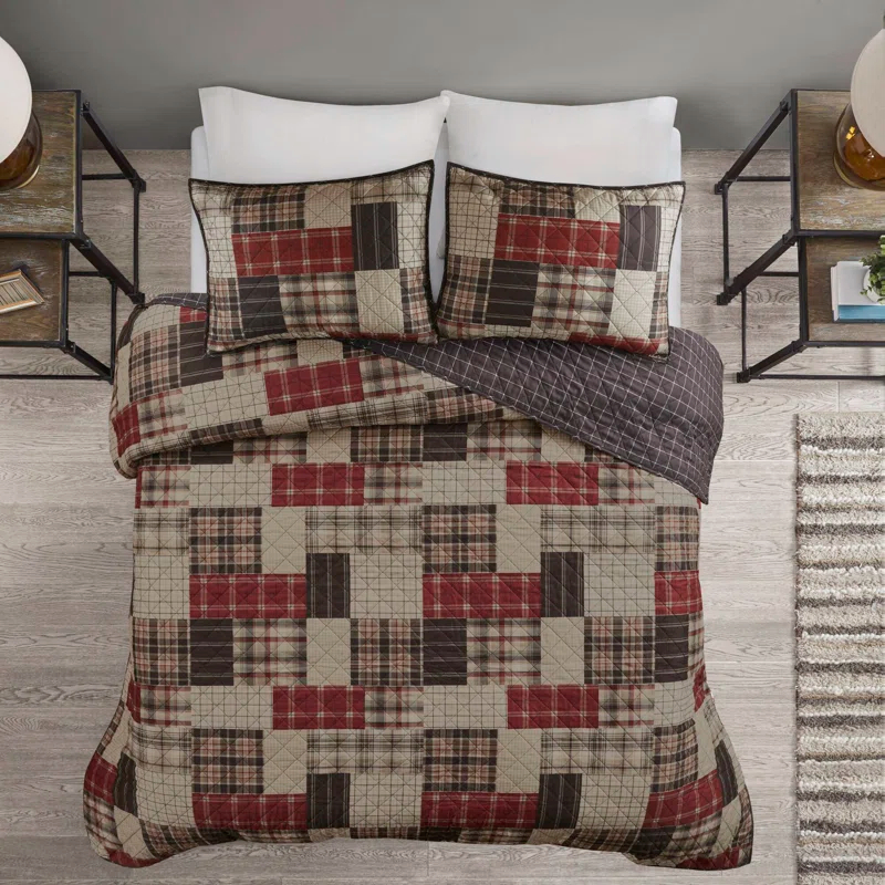Madison Park Timber 3 Piece Reversible Printed Quilt Set