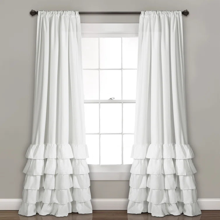Lush Decor Allison Ruffle Polyester Semi Sheer Curtain Pair (Set of 2)