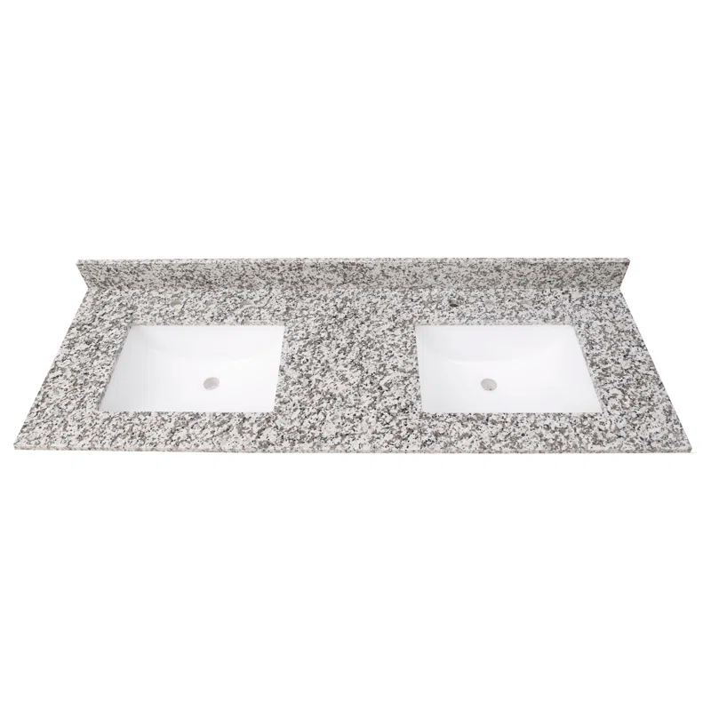 61 in. x 22 in. D Bathroom Vanity Top with Double Sinks