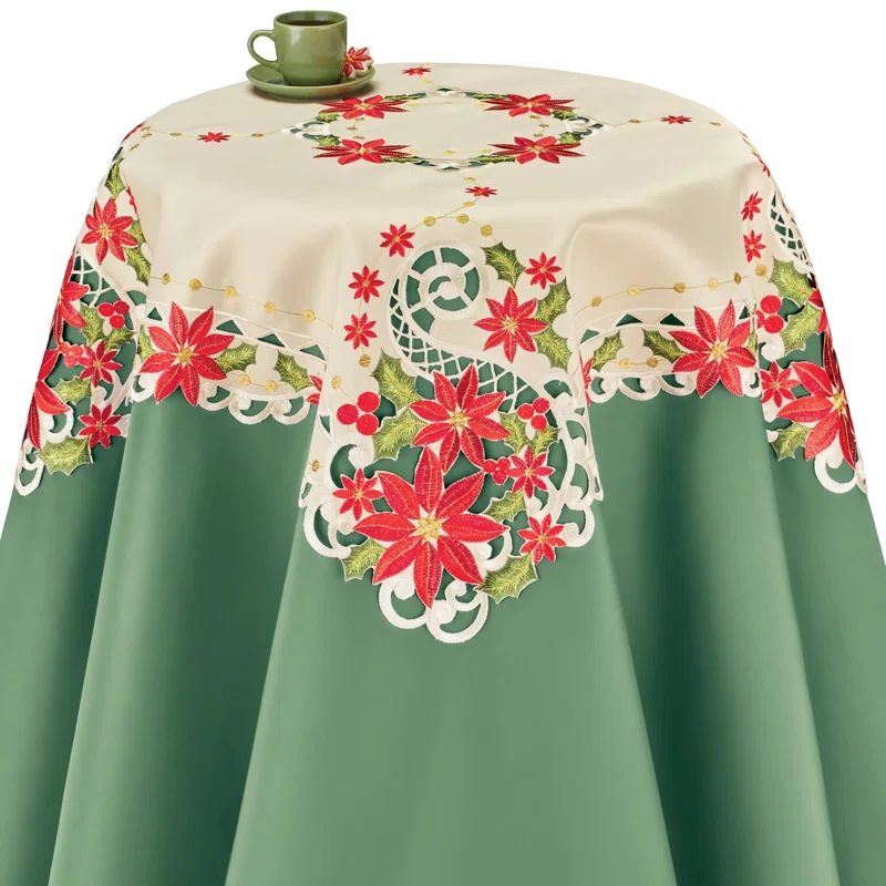 The Holiday Aisle® Vintage Poinsettia Table Topper