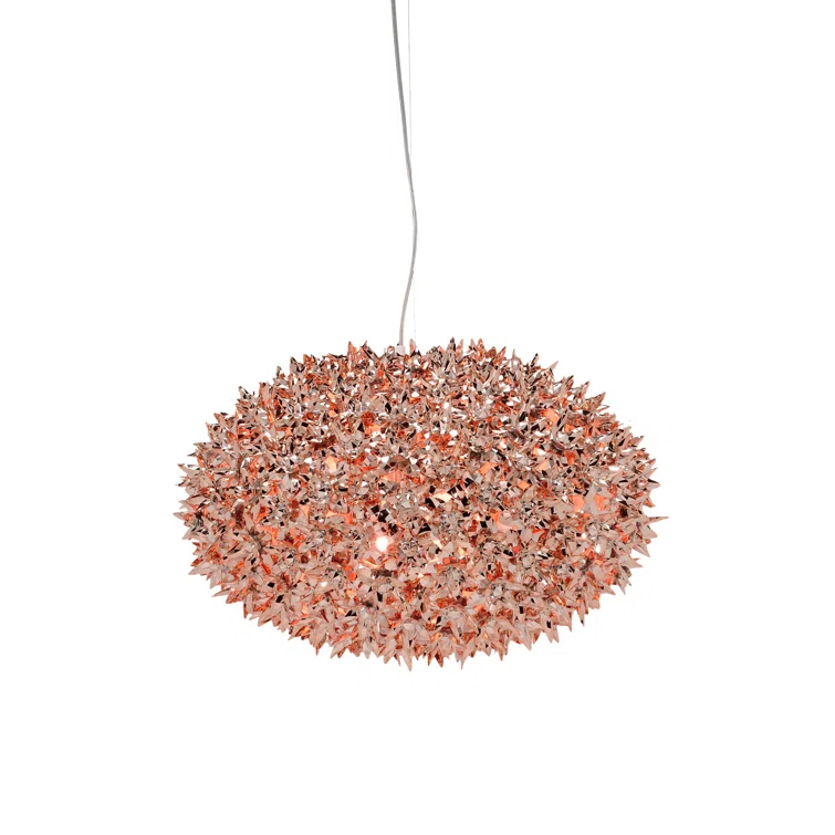 Medium Copper Crystal Floral Pendant Light